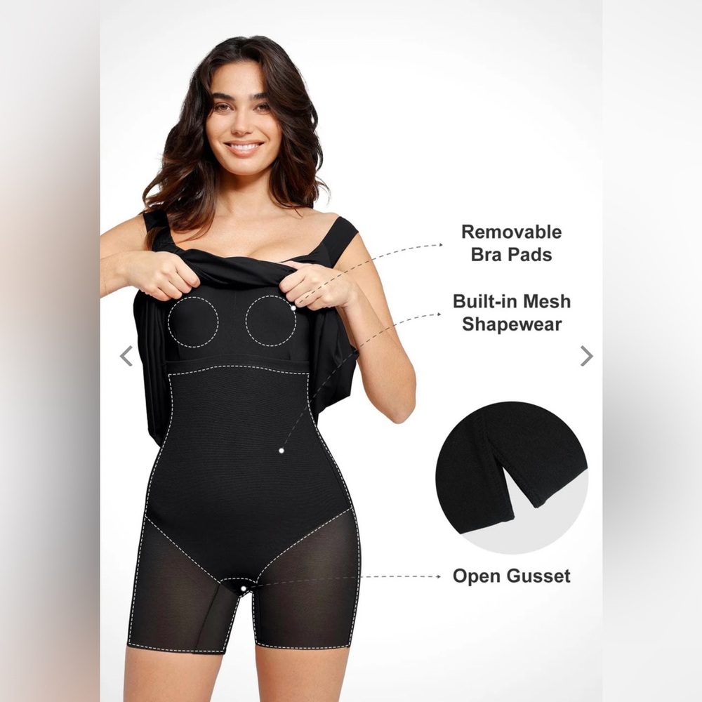 Popilush Shapewear Off-the-Shoulder Side Slit Slimming Maxi Dress - Picture 5 of 10